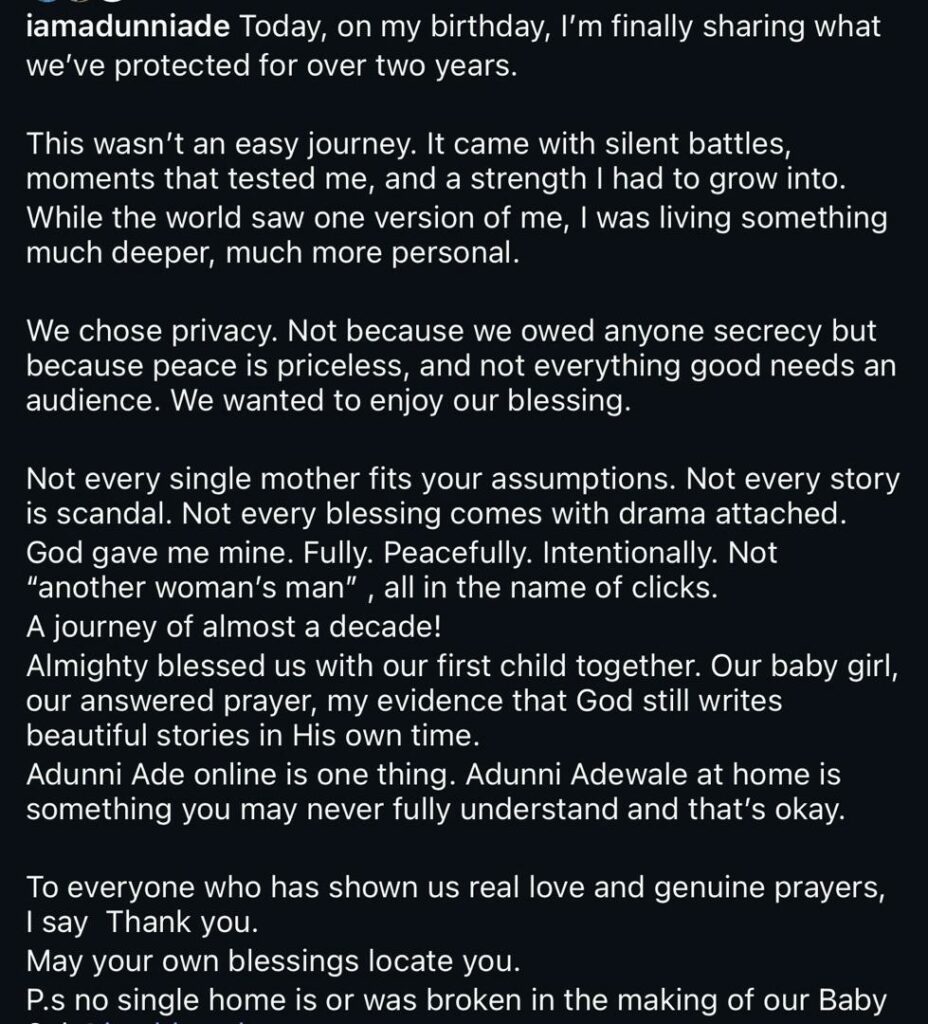 Nollywood Actress Adunni Ade Announces Birth Of Daughter, Opens Up On Secret Two-Year Journey